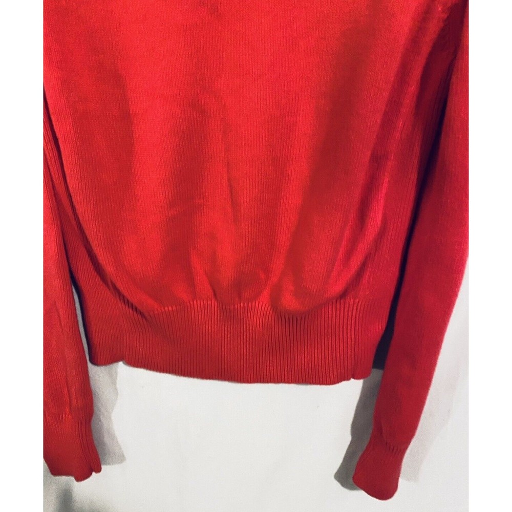 Tommy Hilfiger Womens Sweater Sz M Pink White Ribbed Hem Crewneck Long Sleeves - Picture 3 of 10
